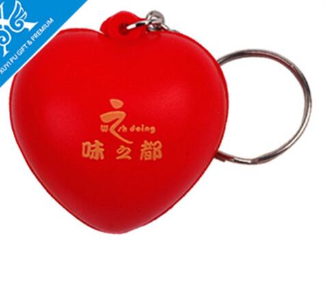 Wholesale heart shape pu stress ball keychain