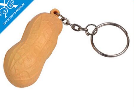 Wholesale peanut shape pu stress ball keychain