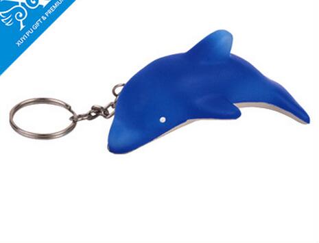 Wholesale dolphin shape pu stress ball keychain