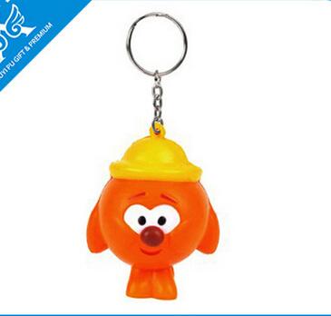 Wholesale orange color angry bird shape pu stress ball keychain