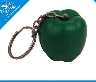 Wholesale green pepper shape pu stress ball keychain