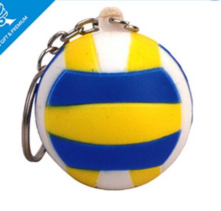 Wholesale volleyball shape pu stress ball keychain