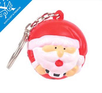 Wholesale Santa Claus shape pu stress ball keychain