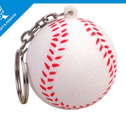 Wholesale baseball shape pu stress ball keychain
