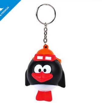 Wholesale angry bird shape pu stress ball keychain