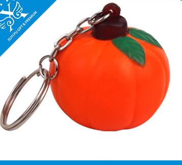 Wholesale pumpkin shape pu stress ball keychain
