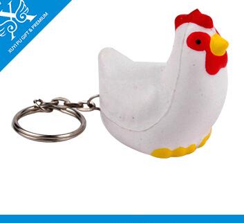 Wholesale cock shape pu stress ball keychain