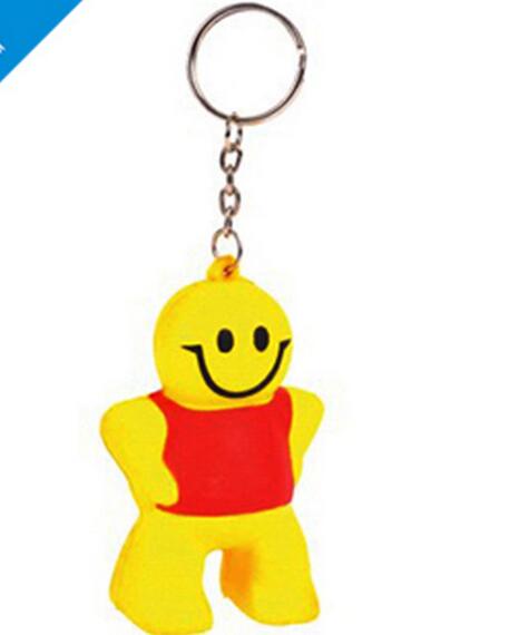 Wholesale smile body shape pu stress ball keychain