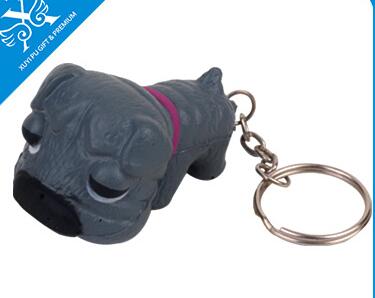Wholesale cheap dog shape pu stress ball keychain