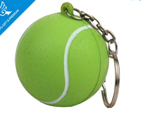 Wholesale tennis shape pu stress ball keychain