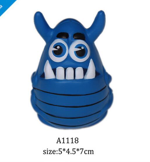 Wholesale blue color cartoon monster shape pu stress ball