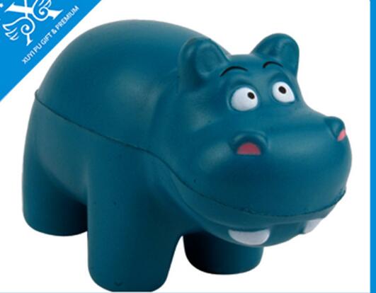 Wholesale blue color hippo shape pu stress ball
