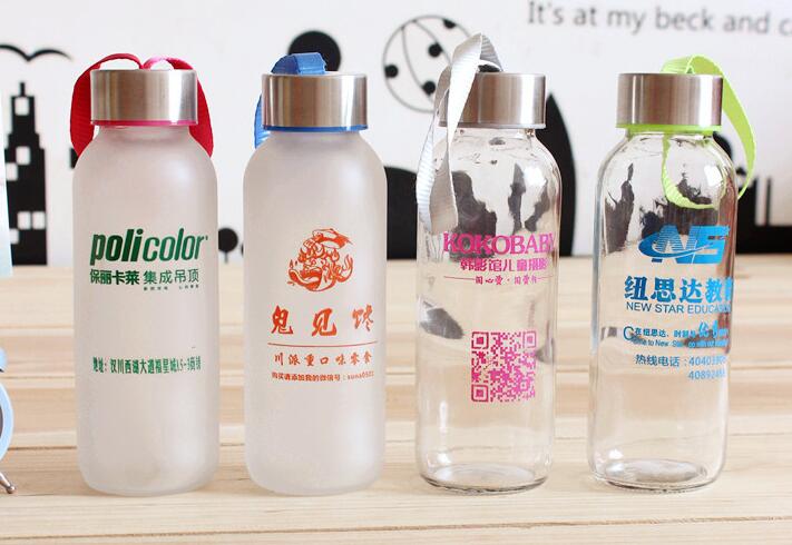 Wholesale custom logo 300ml glass cup with rope