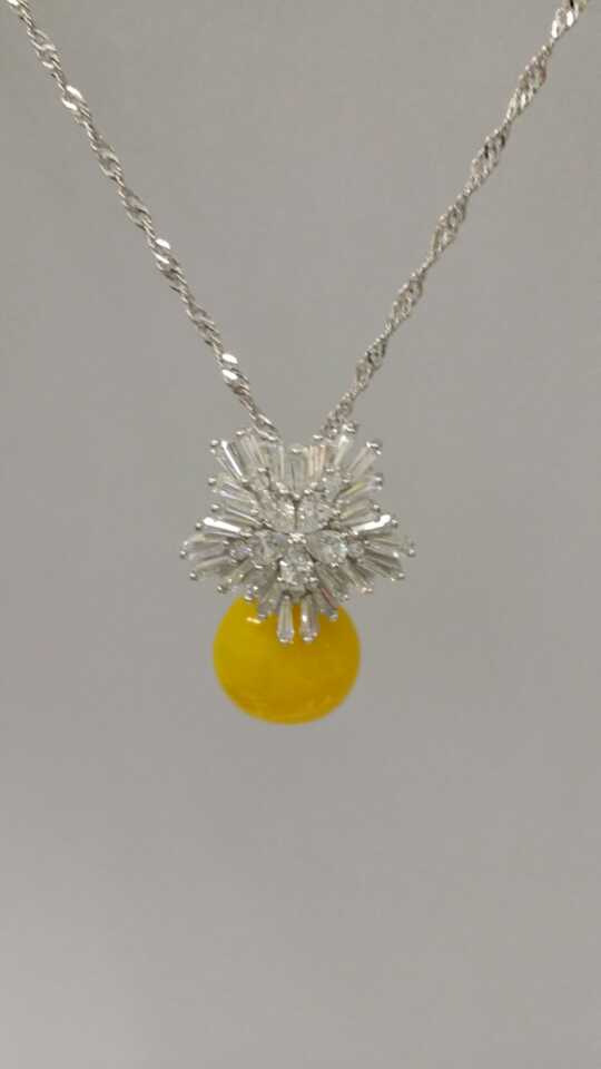 Wholesale yellow color essencial oil bottle snow flower 925 silver necklace