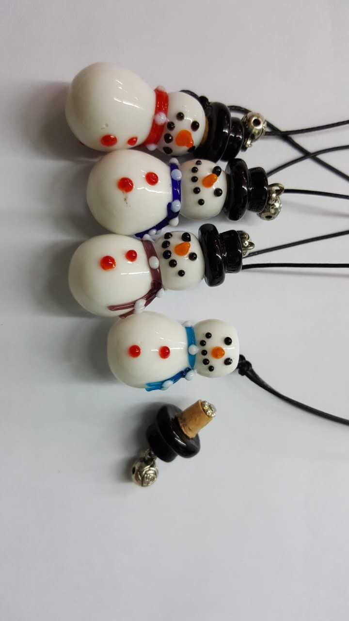 Wholesale fashinal snowman essencial oil leather christmas necklace