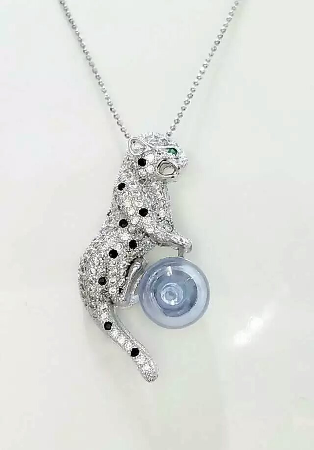 Wholesale leopard pendant essencial oil blue bottle 925 silver necklace