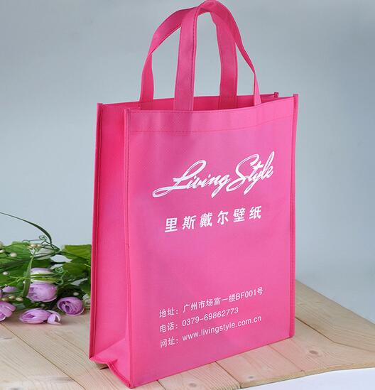 Wholesale customized logo pink color bag with handle
