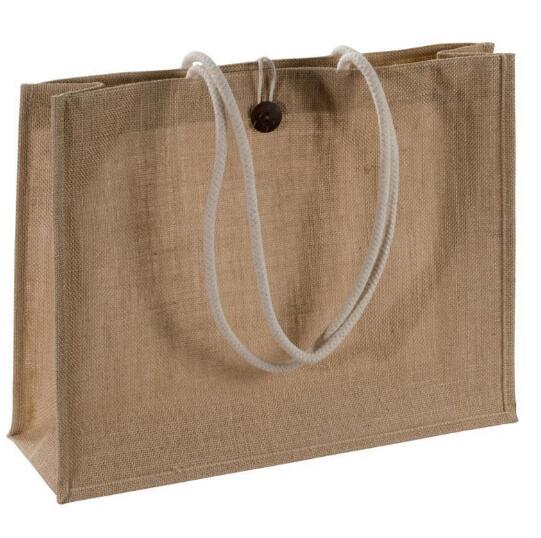 Wholesale good quality flax cotton shopping bag with rope