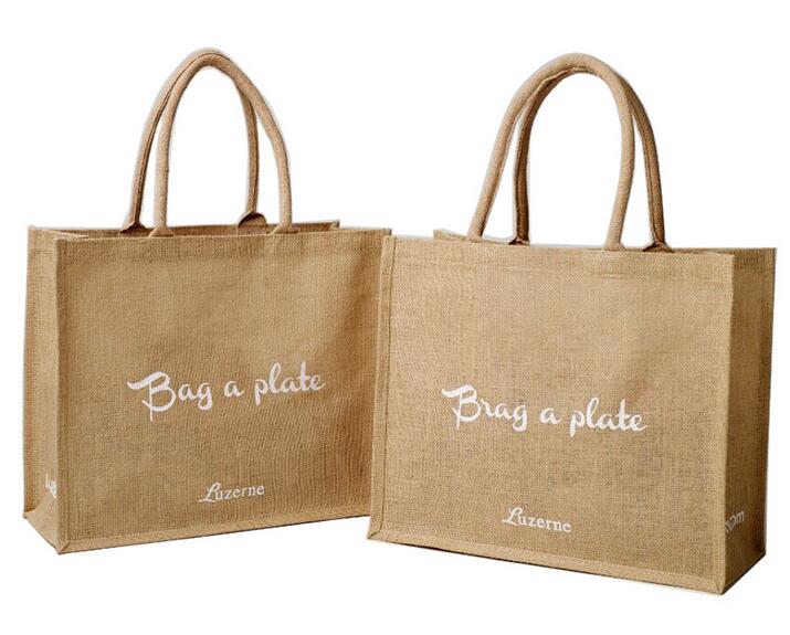 Wholesale cheap style custom logo flax or linen shopping bag for student