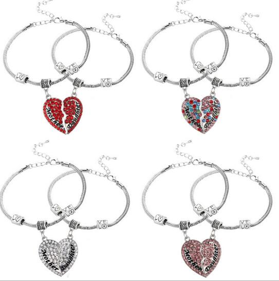 Popular cheap heart shape sister or mother bracelet