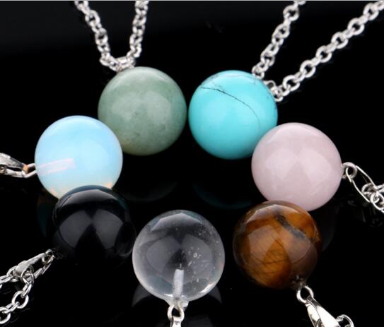 Promotional cheap style natural stone and amethyst round shape necklace