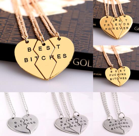 Wholesale best friends forever heart shape necklace