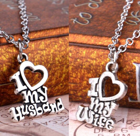 Wholesale i love my husband and i love my wife heart shape necklace