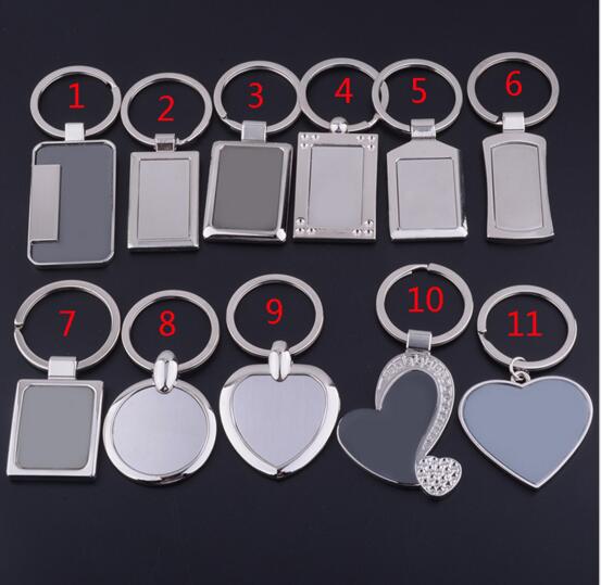 Wholesale rectangle and heart and round shape metal keychain
