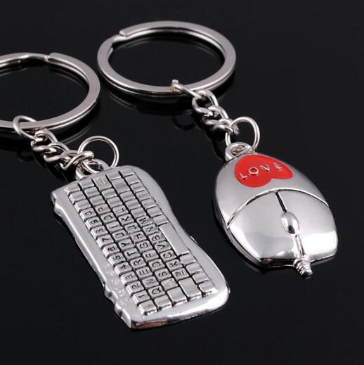 Wholesale keyboard and mouse shape metal keychain