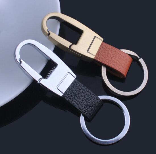 Good quality brown and black leather car keychain