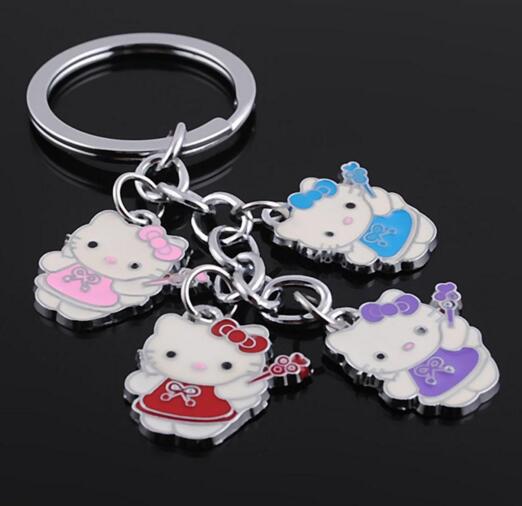 Promotional cheap style Cute cat shape metal keychain
