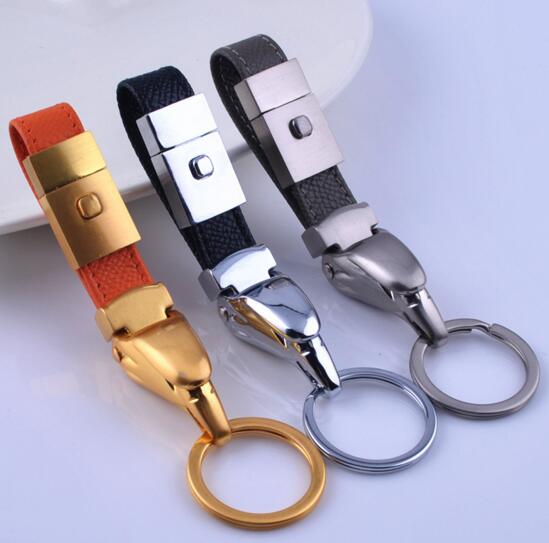 Good quality special style leather metal keychain