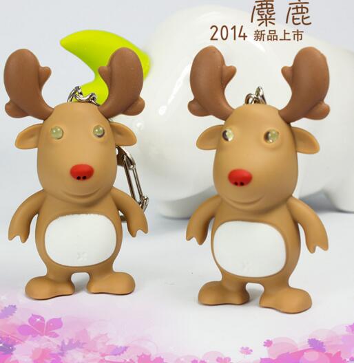 Promotional wapiti or deer shape with sound led light keychain