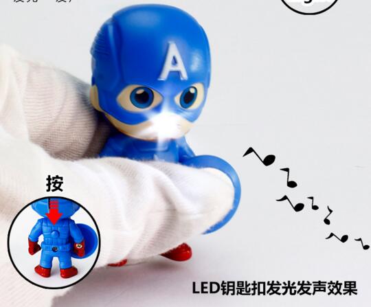 Promotional  The Avengers shape with sound and led light animal keychain for car