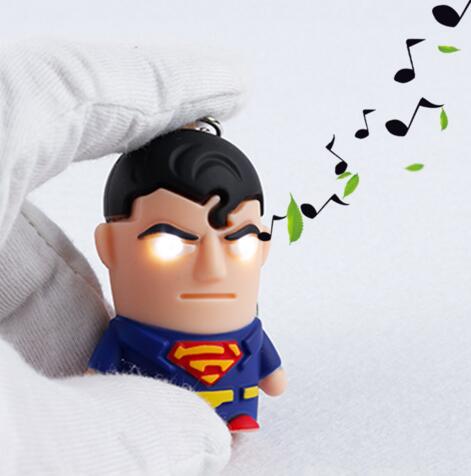 Promotional superman shape  with sound and led keychain