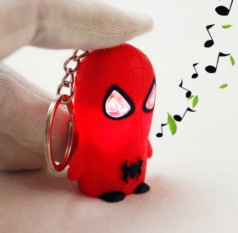 Promotional spider-man shape with sound and led keychain