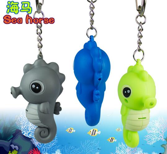 Promotional sea horse shape with sound and led keychain
