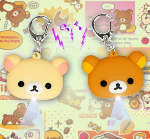 Promotional bear shape with sound and led keychain