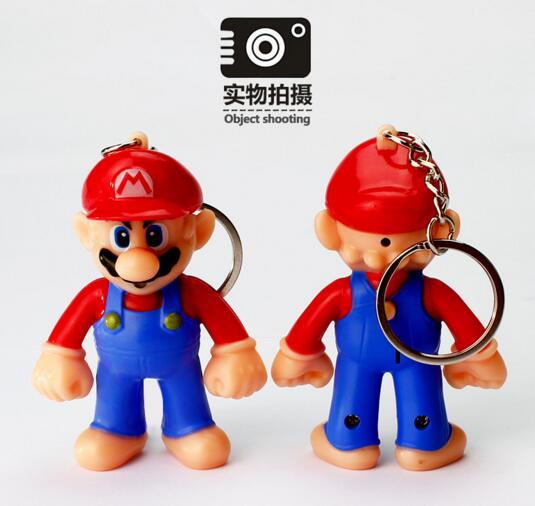 Promotional cheap Super Mario shape with sound and led keychain