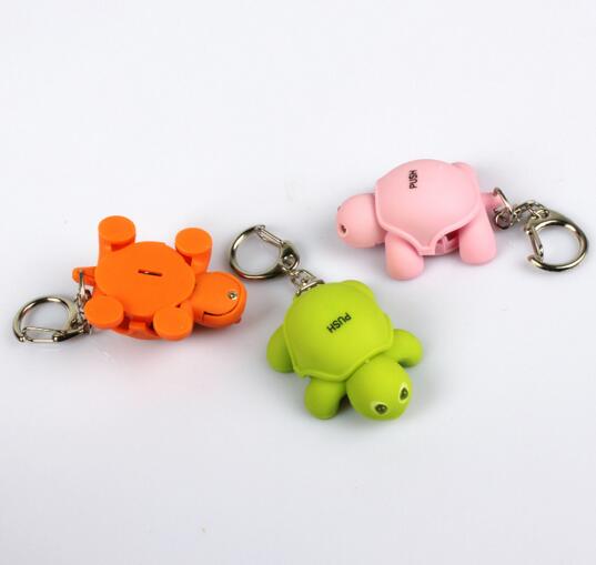 Promotional turtle shape with sound and led keychain