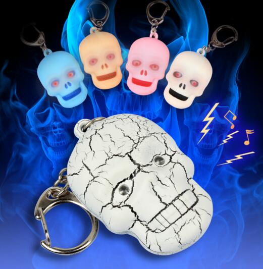 Promotional skull shape with sound and led keychain