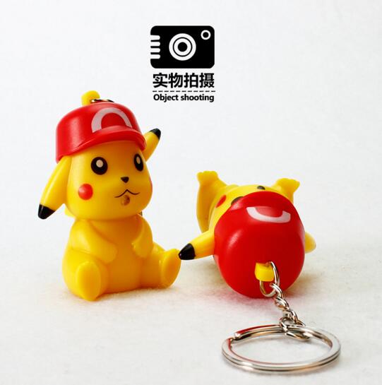 Promotional Pikachu shape with sound and led keychain