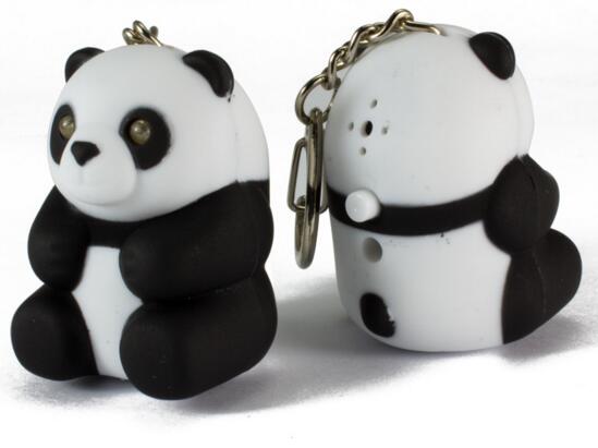 Promotional panda shape with sound and led keychain