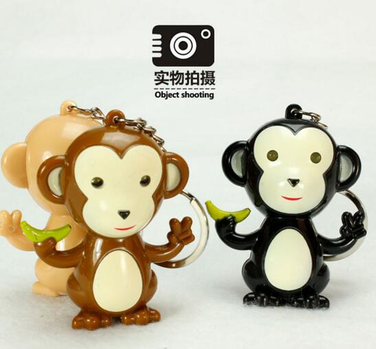 Promotional monkey shape with sound and led keychain