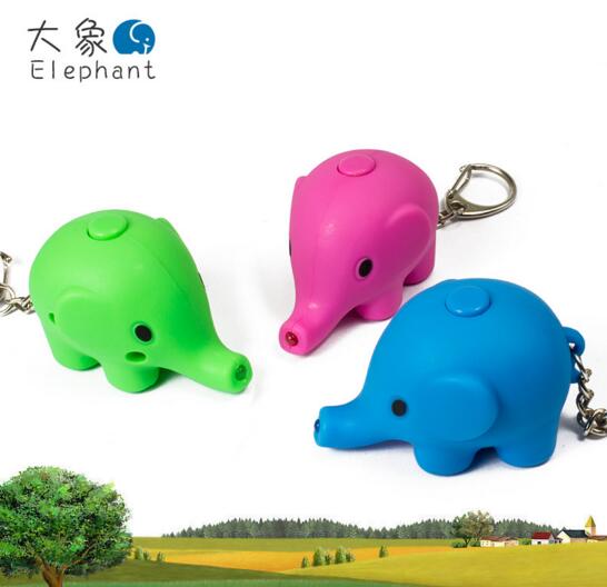 Promotional elephant with sound and led keychain