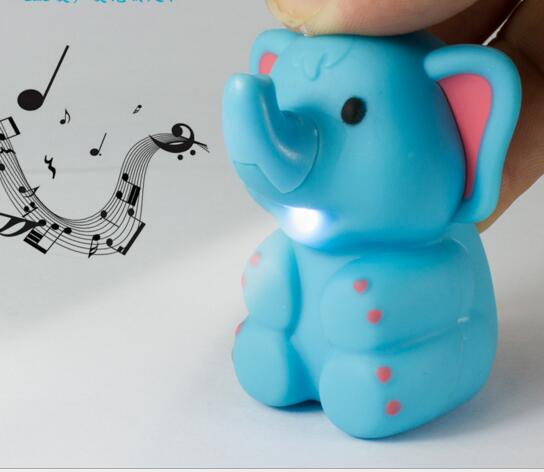 Promotional elephant shape with sound and led cartoon animal keychain