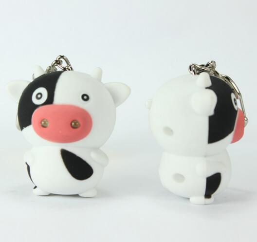 Promotional cow shape with sound and led keychain