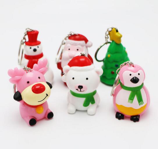 Promotional chrismtas tree and dog with sound and led keychain