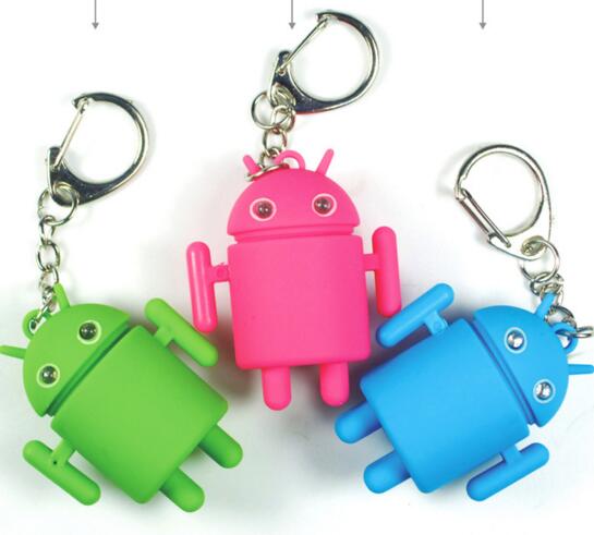 Promotional android shape with led and sound keychain