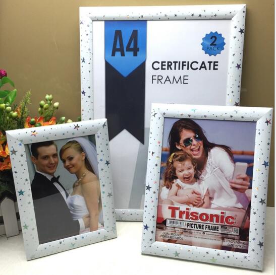 Promotional white color with star frame 6inch desk photo frame